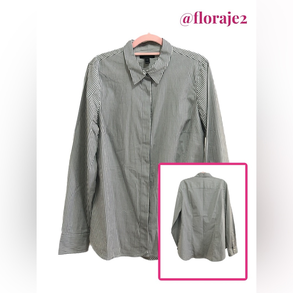 J.Crew Hidden Button Striped Shirt Size 12
